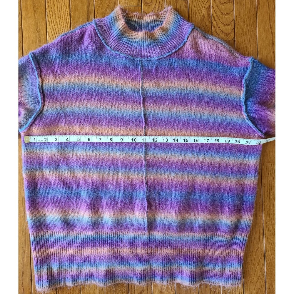 Beach Lunch Lounge Sweater Women's XL 16/18 Purple Orange Stripes Mock Neck Soft - Picture 5 of 7